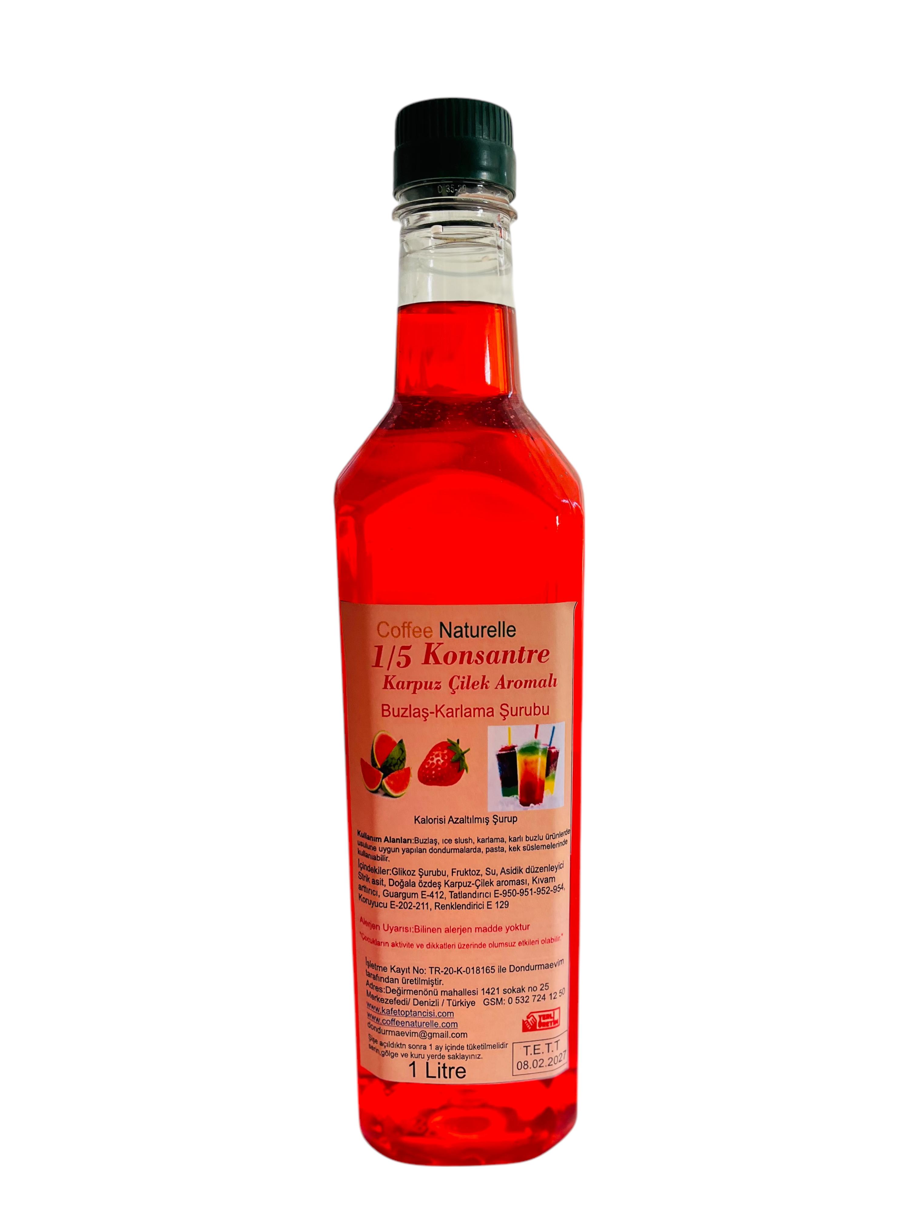 Karpuz Çilek Aromalı Buzlaş Şurup 1 e 5 konsatre 1 lt