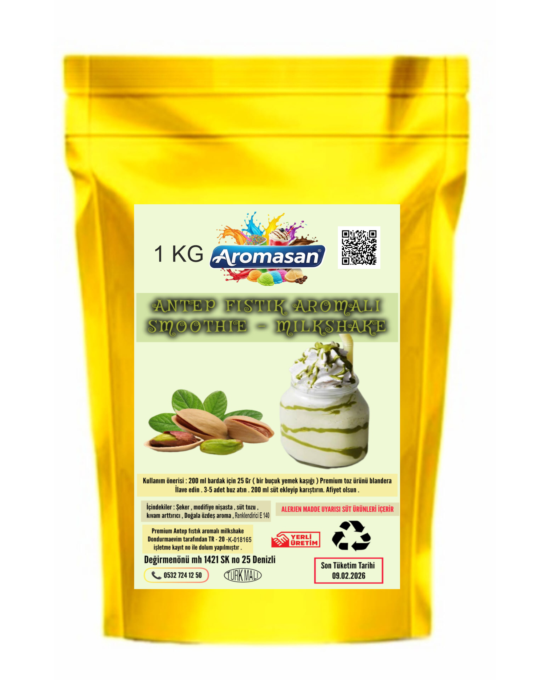 Antep Fıstıklı Milkshake / Smoothie Tozu 1 Kg