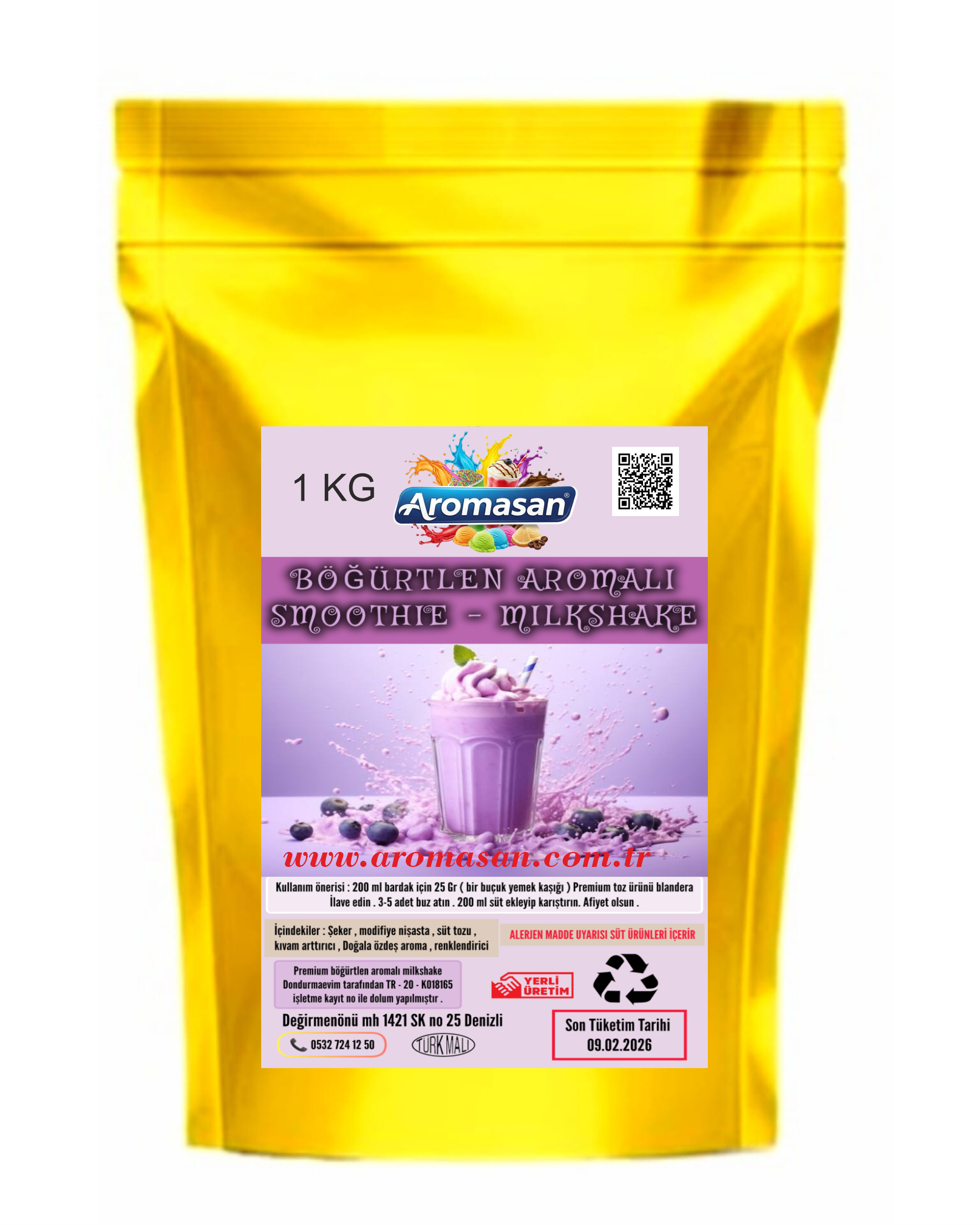 Böğürtlen Milkshake Smootie Tozu 1 kg