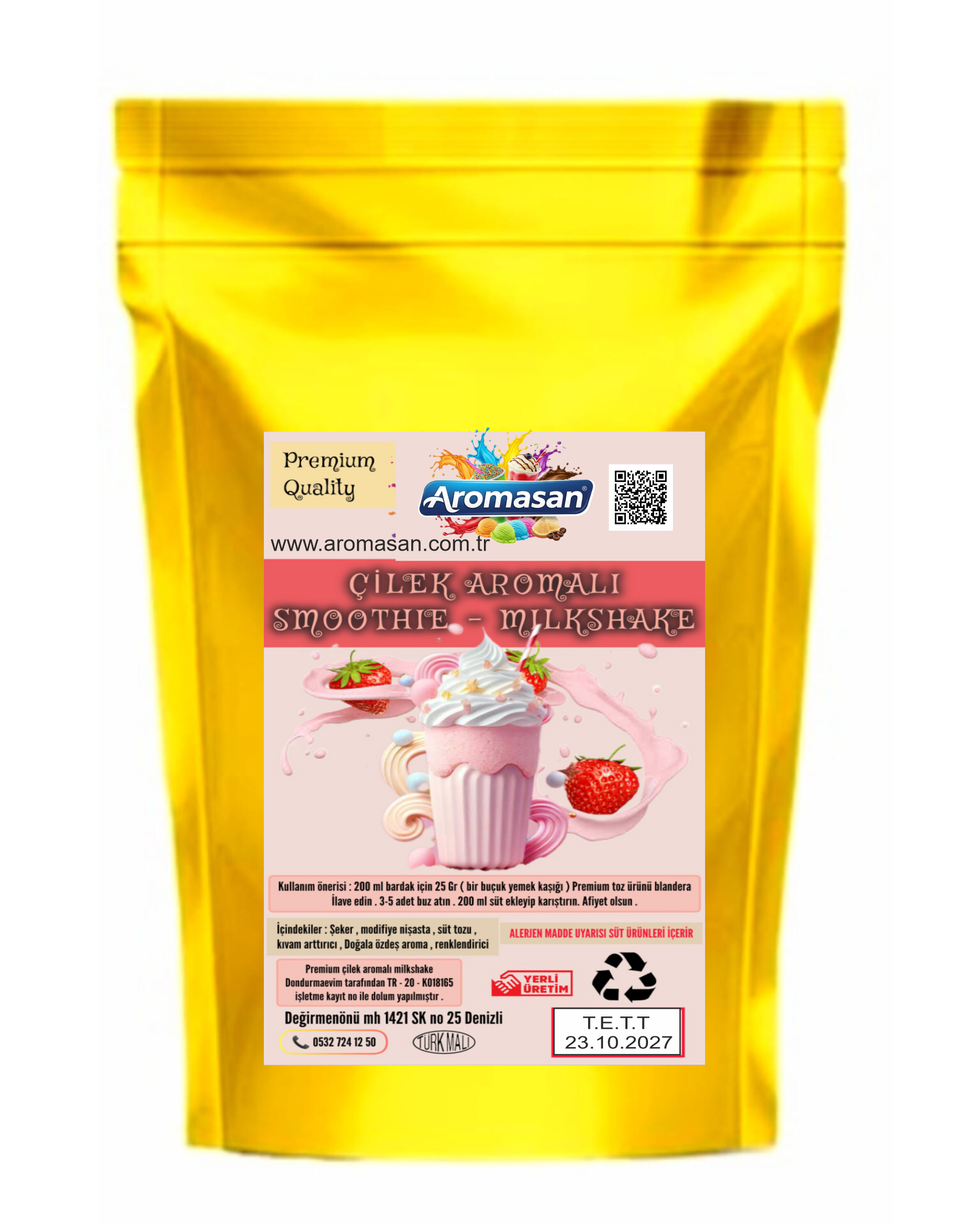 Çilek Milkshake Smootie Tozu 1 kg