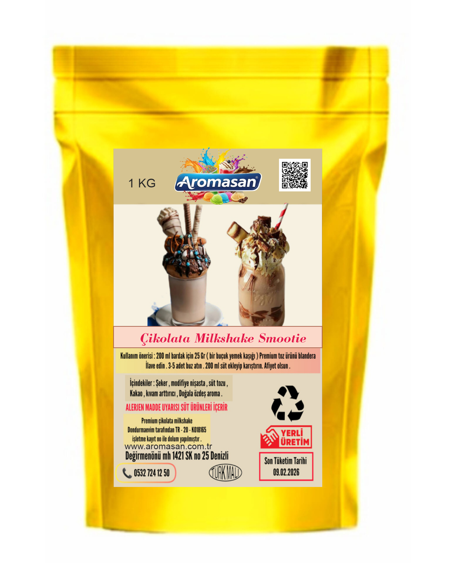 Çikolat Aromalı Milkshake Smootie 1 kg