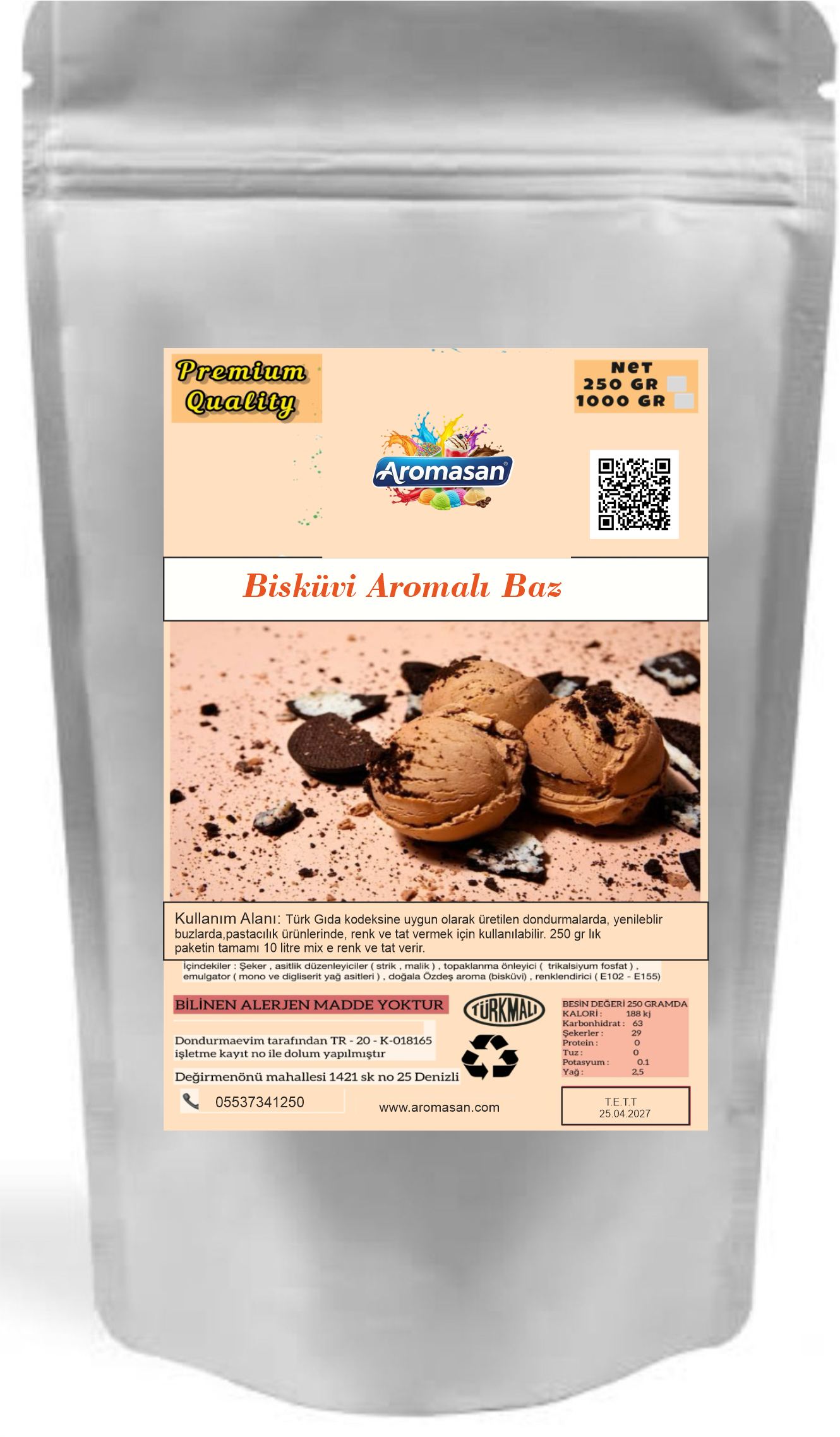 Bisküvi Aromalı Dondurma Bazı 250 gr
