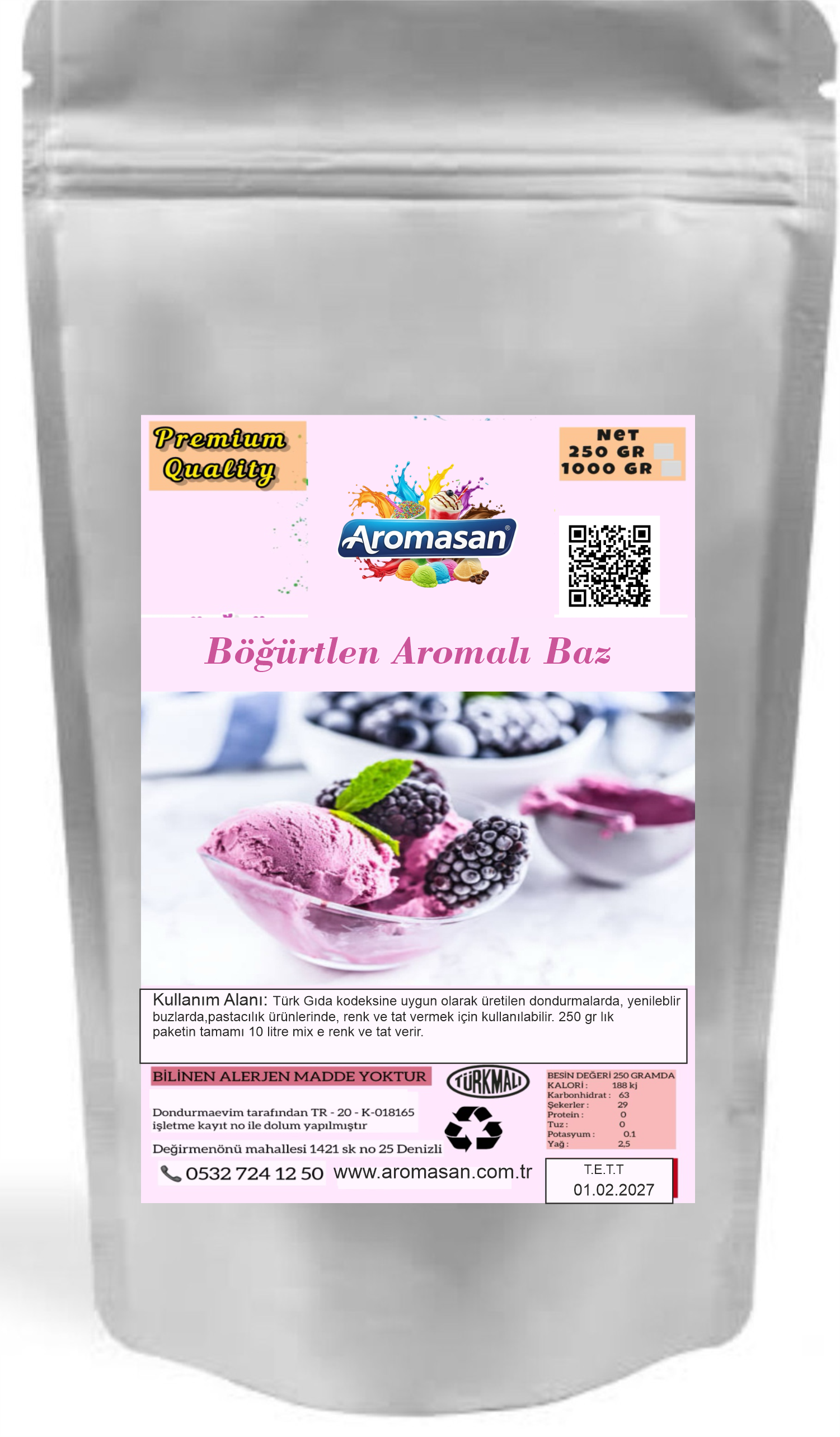 Böğürtlen Aromalı Dondurma Bazı 250 gr