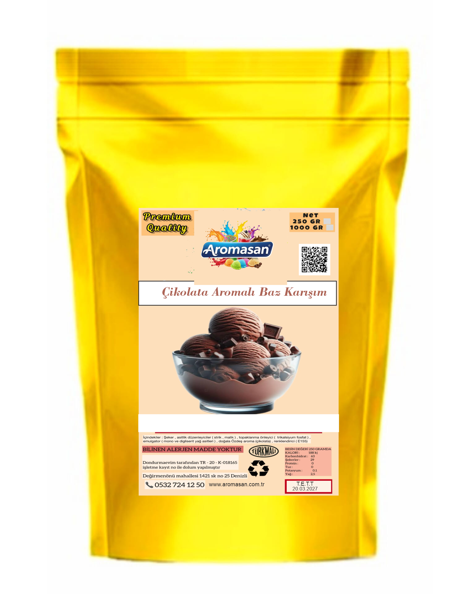 Çikolata Aromalı Dondurma Tozu (bazı) 250 gr