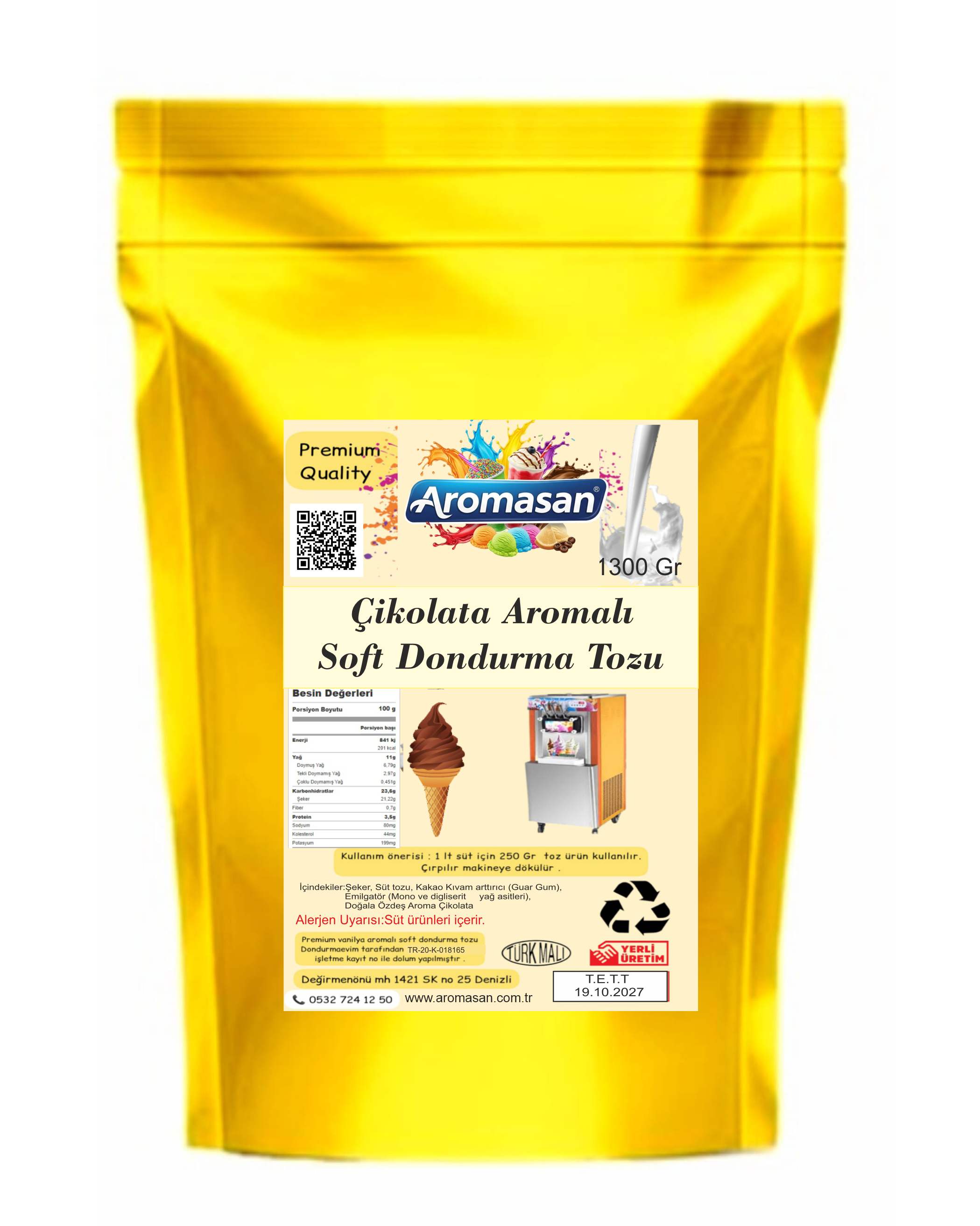 Soft Dondurma Tozu 1300 gr – Çikolata Aromalı