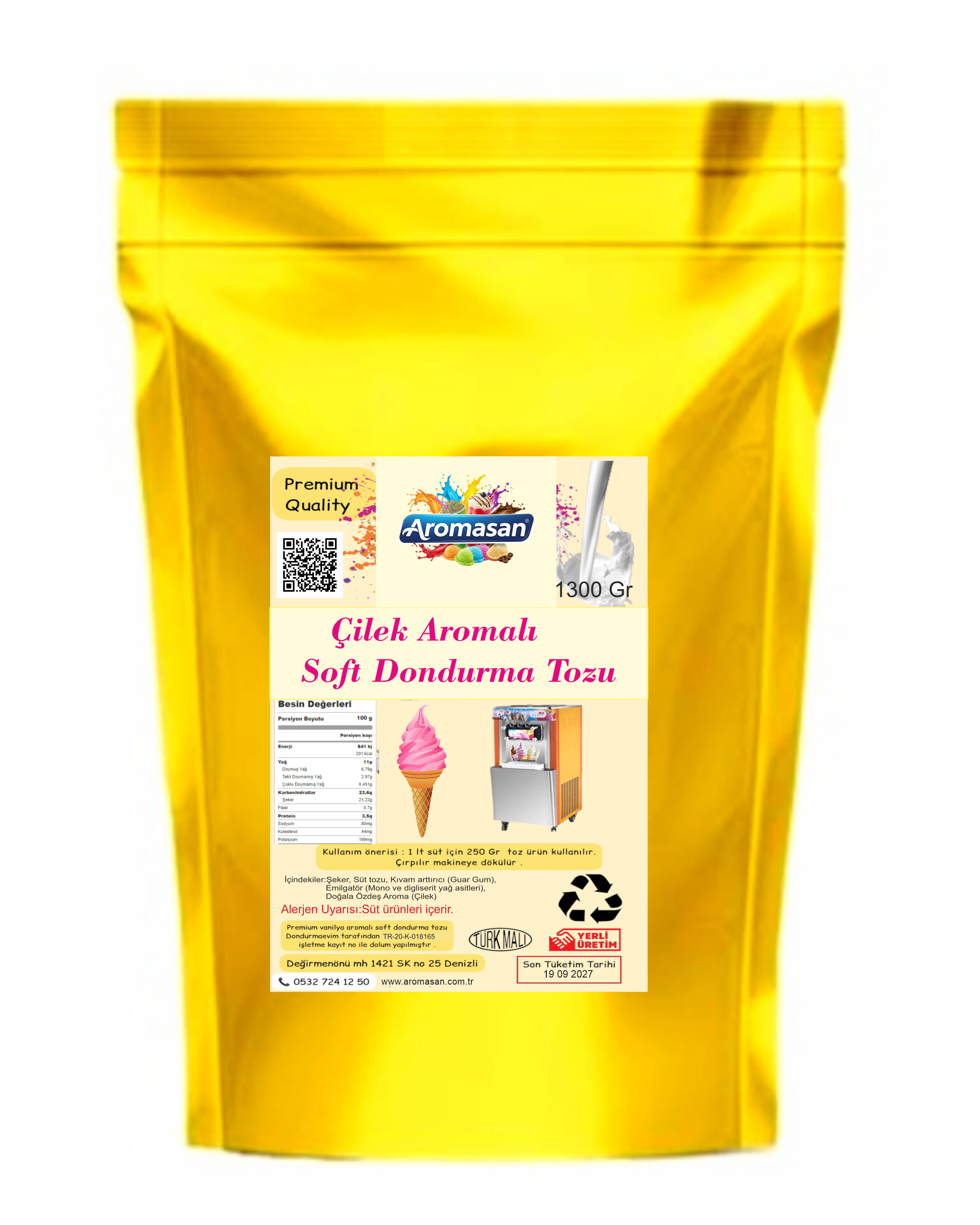 Soft Dondurma Tozu 1300 gr – Çilek Aromalı
