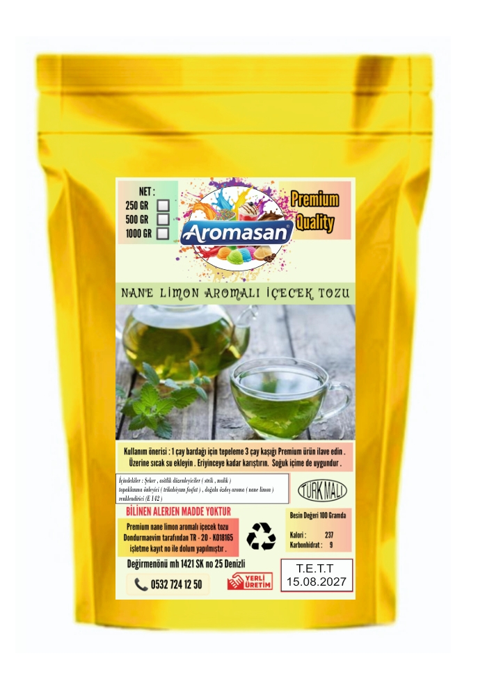 Aromasan Nane Limon Aromalı İçecek Tozu (Oralet) 1 kg