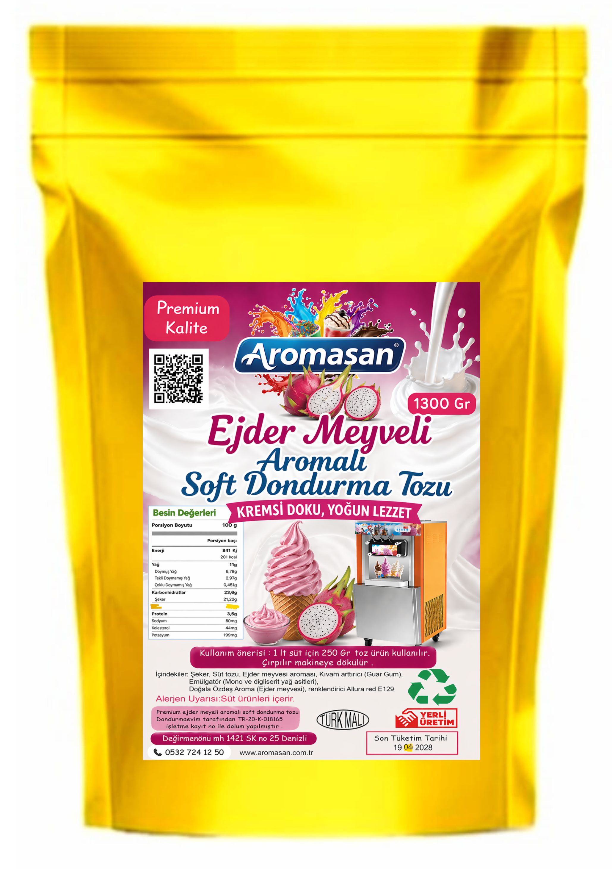 Ejder Meyveli Soft Dondurma Tozu 1300 gr – Egzotik ve Göz Alıcı