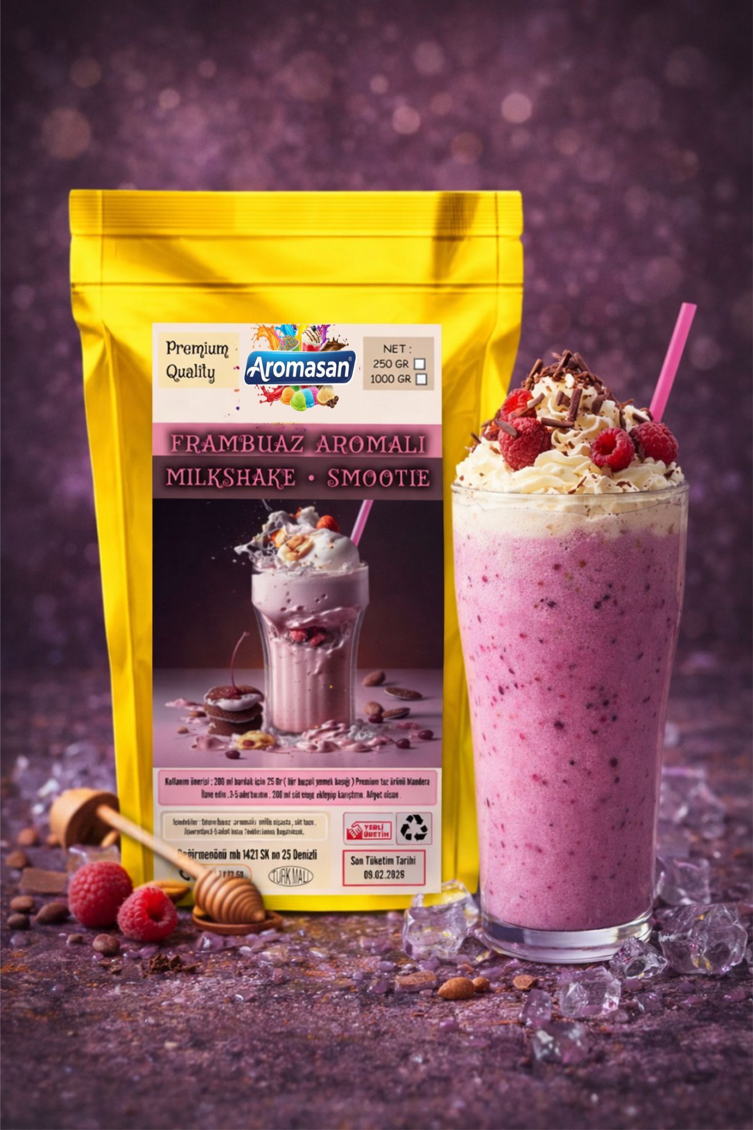 Frambuazlı Milkshake Tozu 1 Kg – Yoğun Kıvamlı Orman Meyveli Lezzet